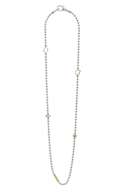 Lagos Caviar Icon 18k Gold-station Necklace In Silver