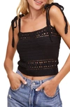 ASTR EVERLY TIE SHOULDER CROCHET CROP CAMISOLE,ACT15976