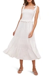 Astr Promenade Smocked Bodice Midi Dress In White