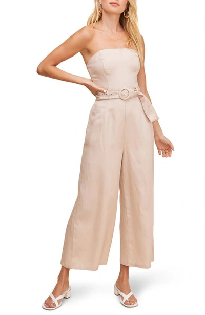 Astr Kona Strapless Wide Leg Crop Jumpsuit In Natural