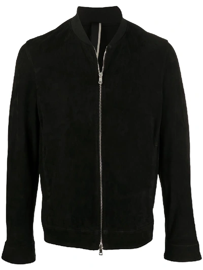 Low Brand Leather Bomber Jacket In Black