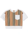 BURBERRY ICON STRIPE PANELLED T-SHIRT