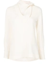 3.1 Phillip Lim Removable Scarf Long-sleeved Blouse In White