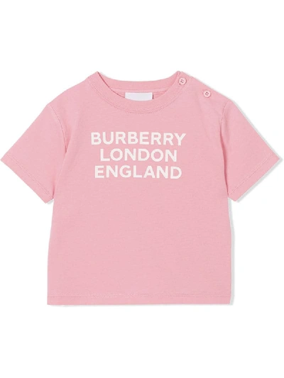 Burberry Babies' Logo印花t恤 In Candy Pink