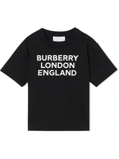 Burberry Babies' Logo印花t恤 In Black