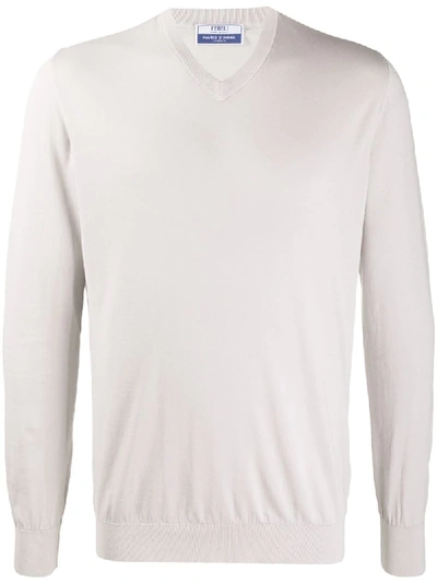 Fedeli V-neck Jumper In Neutrals