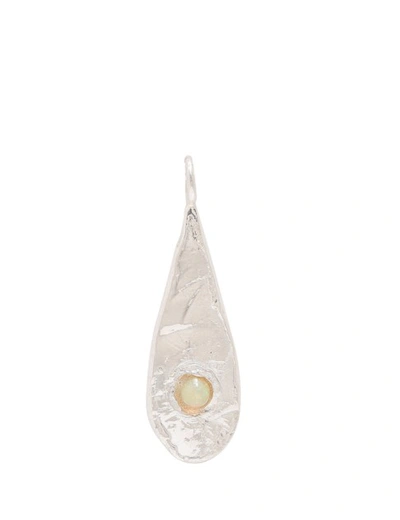 Ali Grace Jewelry Opal Long Tear Charm In Silver