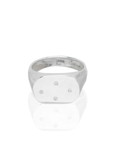 Ali Grace Jewelry Sterling & Diamond Signet Ring In Silver