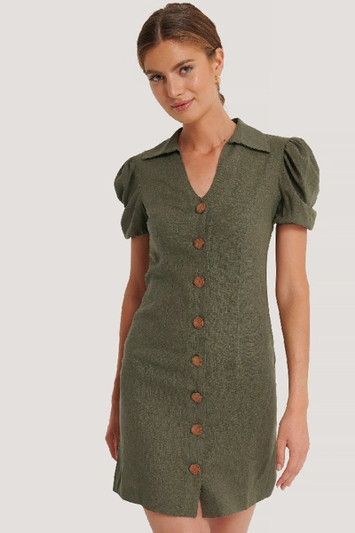 Trendyol Button Detailed Mini Dress Green