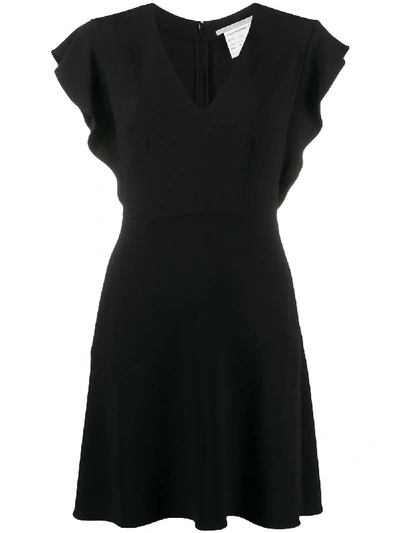 Stella Mccartney Flounce-sleeve V-neck Mini-dress In Black