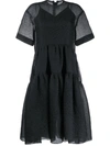 Victoria Beckham Organza-layered Midi Dress In Black