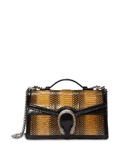 Gucci Dionysus Snakeskin Top Handle Bag In Black