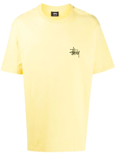 Stussy Round-neck Logo T-shirt In Yellow