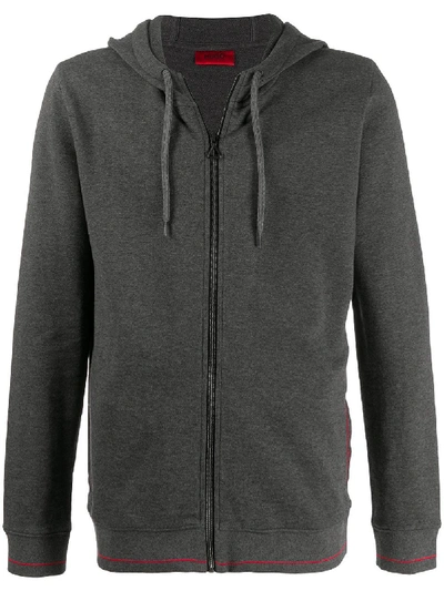 Hugo Full-zip Cotton Hoodie In Grey