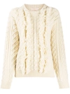 TORY BURCH KNITTED FRINGED JUMPER