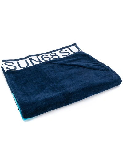 Sun 68 Logo Print Beach Towel In Blue