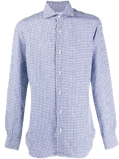 Barba Striped Long Sleeve Shirt In Blue