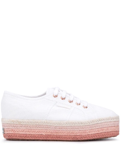 Superga Gradient-effect Raffia-sole Sneakers In White