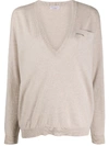 BRUNELLO CUCINELLI V-NECK CASHMERE KNITTED TOP