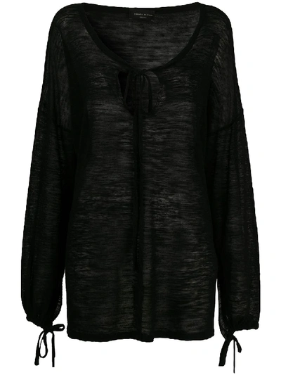 Roberto Collina Tie-neck Knitted Top In Black