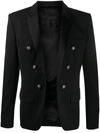 Balmain Button-embellished Wool Blazer In Black