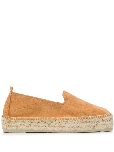 Manebi Suede Platform Espadrilles In Brown