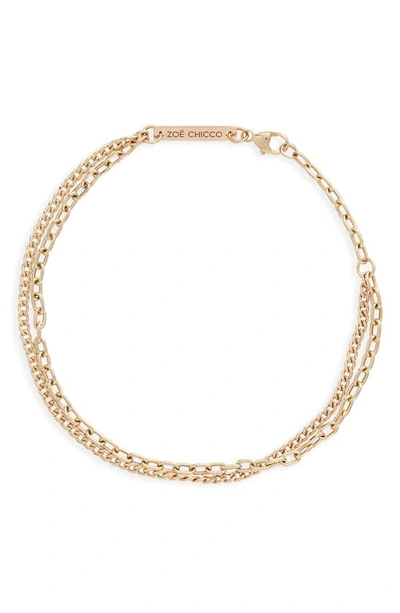 ZOË CHICCO ZOË CHICCO DOUBLE CHAIN BRACELET,2MCB-1-14K