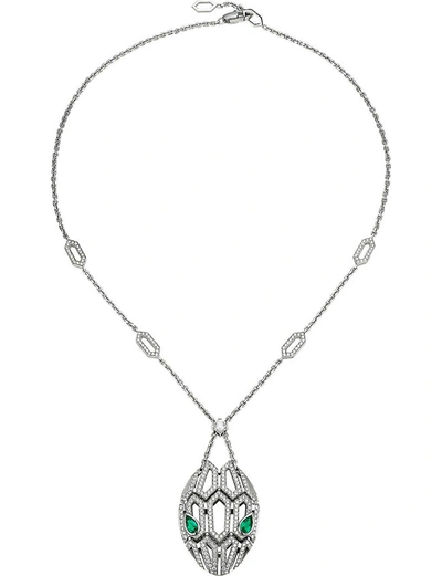 Bvlgari Women's Serpenti Seduttori 18k White Gold, Diamond & Emerald Pendant Necklace