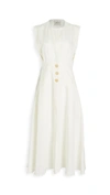 LE KASHA DISHNA LINEN DRESS WITH GOLD BUTTONS