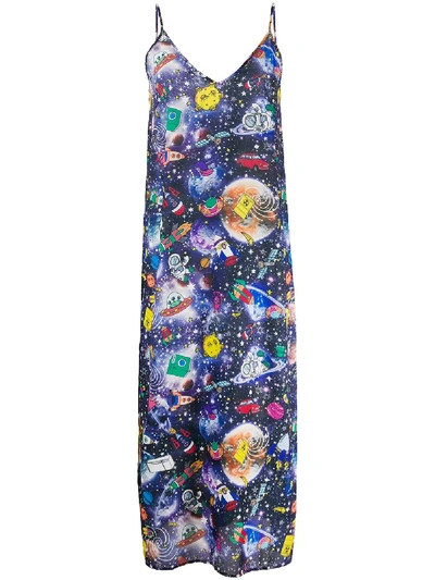 Ultràchic Space Pattern Sleeveless Dress In Blue