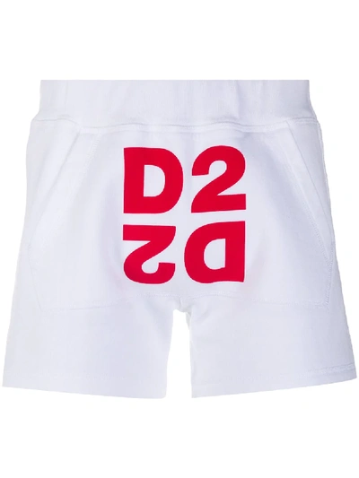 Dsquared2 Logo Print Track Shorts In White