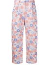 Kenzo Floral Embroidered Cropped Trousers In Pink