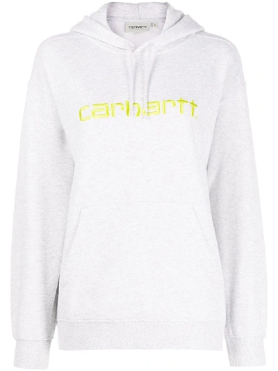 Carhartt Logo-embroidered Hooded Sweatshirt In Grey