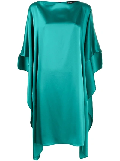 Gianluca Capannolo Ruffle-sleeve Satin Silk Dress In Green