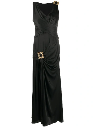 Moschino Frame-detail Maxi Dress In Black