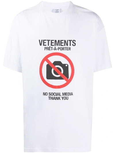 Vetements Antisocial-print Cotton-jersey T-shirt In White