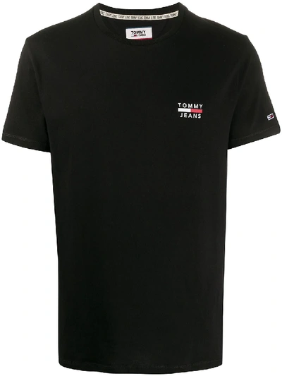 Tommy Hilfiger Logo-print Cotton T-shirt In Black