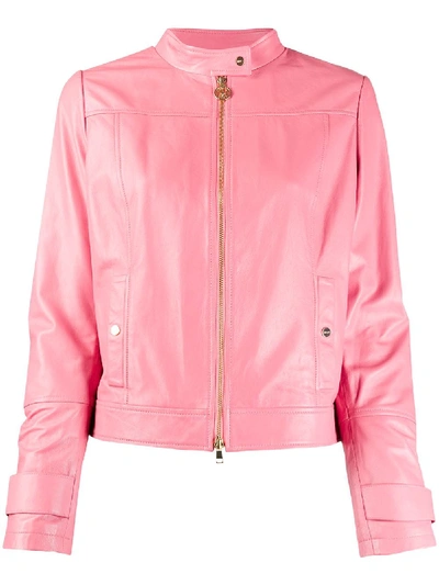 Liu •jo Leather Jacket In Pink
