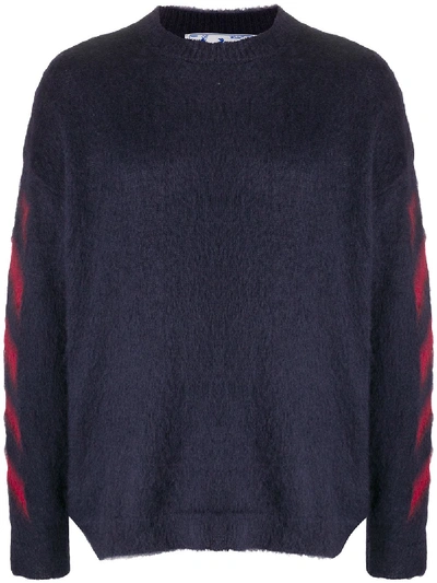 Off-white Arrows Textured Crew Neck Jumper In Blue