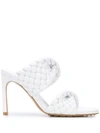 Bottega Veneta The Curve Padded Intrecciato Leather Mules In White