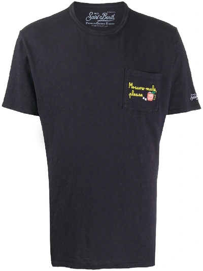 Mc2 Saint Barth Logo-embroidered Short-sleeve T-shirt In Blue