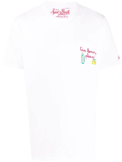 Mc2 Saint Barth Embroidered-slogan T-shirt In White