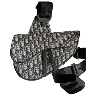 Pre-owned Dior Saddle  Oblique Beige Cloth Bag