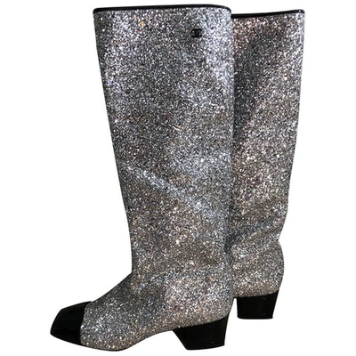 Pre-owned Chanel Metallic Glitter Boots
