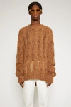 ACNE STUDIOS Melange cable-knit sweater Brown/burgundy