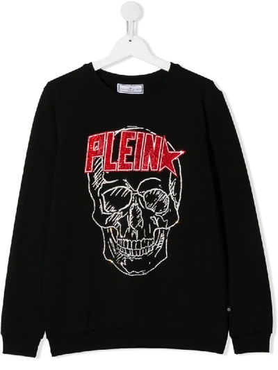 Philipp Plein Junior Teen Embellished Logo Skull Sweatshirt In Black
