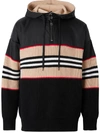 BURBERRY ICON STRIPE 罗纹针织连帽衫