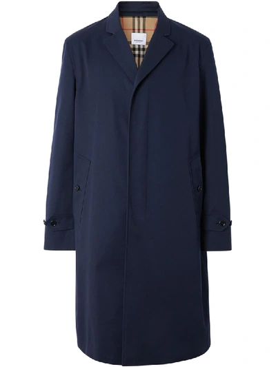 Burberry Concealed-fastening Single-breasted Coat In Blue