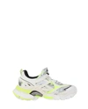 Balenciaga Track 2 Leather And Mesh Trainers In Bianco/giallo