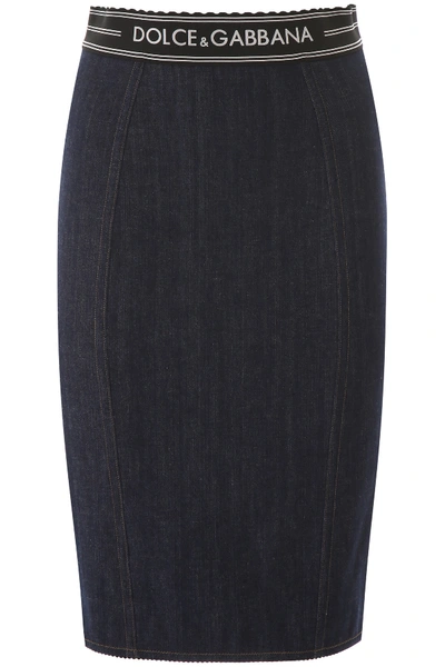 Dolce & Gabbana Denim Pencil Skirt In Blue